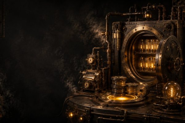 Secure backup vault representing business data protection